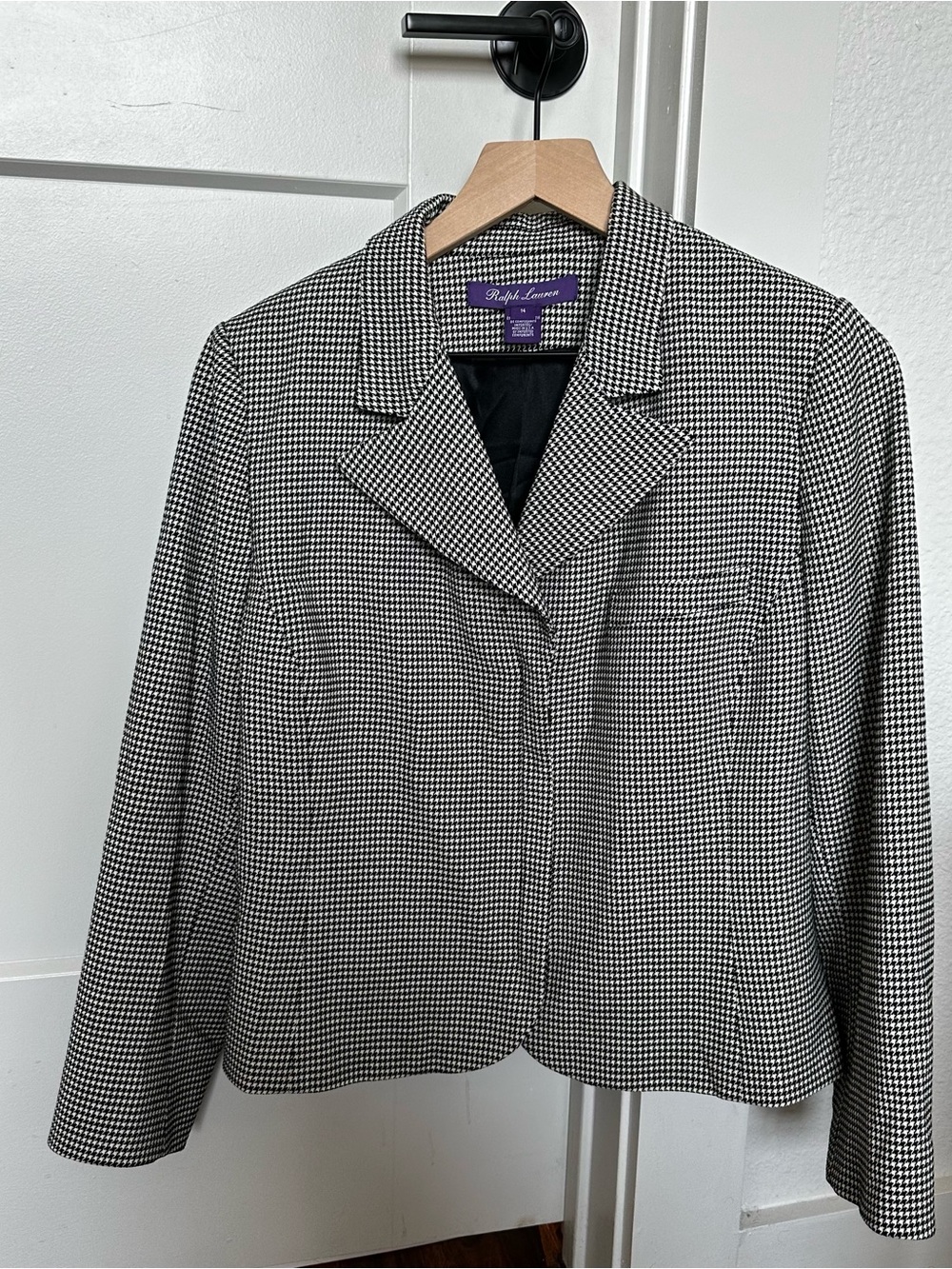 Ralph Lauren Purple Label Houndstooth Wool Blend Women's Blazer Jacket